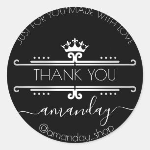 Thank You Web Boutique Shop Royal é Black Crown Classic Round Sticker