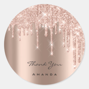 Thank You Wedding 16th Bridal Rose Glitter Spark Classic Round Sticker