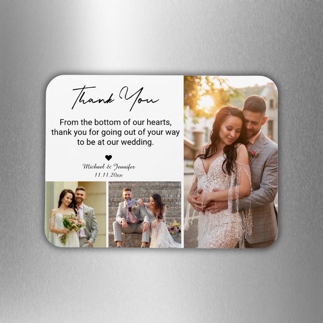 thank you wedding 3 photos collage modern chic magnet (Creator Uploaded)