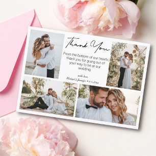thank you wedding 4 photos collage minimalist card