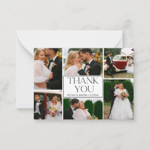 thank you wedding 6 photos collage stylish card