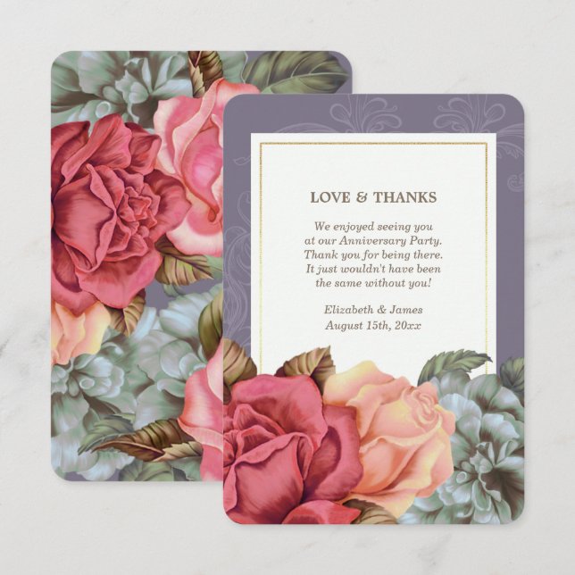 Thank You Wedding Anniversary Flat Cards (Front/Back)