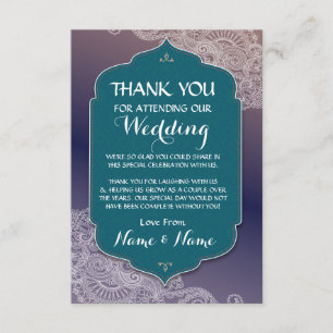 Thank You Wedding Arabian Nights Teal Card