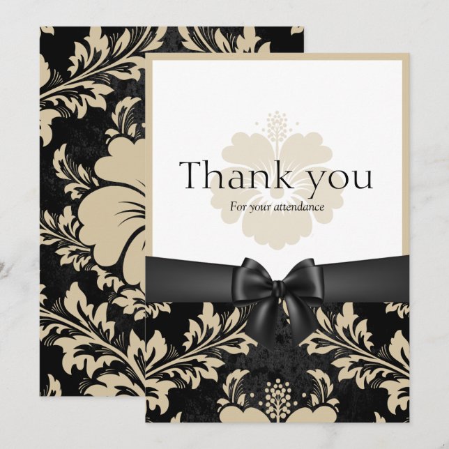Thank you wedding beige floral invitation (Front/Back)