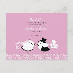 Thank You Wedding Birds Postcard