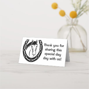 Thank You Wedding Black Horse Horseshoe Western Place Card
