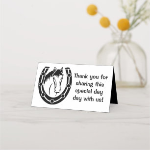 Thank You Wedding Black Horse Horseshoe Western Place Card