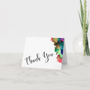 Thank You Wedding Black Type Colourful Watercolor  Card