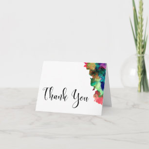 Thank You Wedding Black Type Colourful Watercolor Card