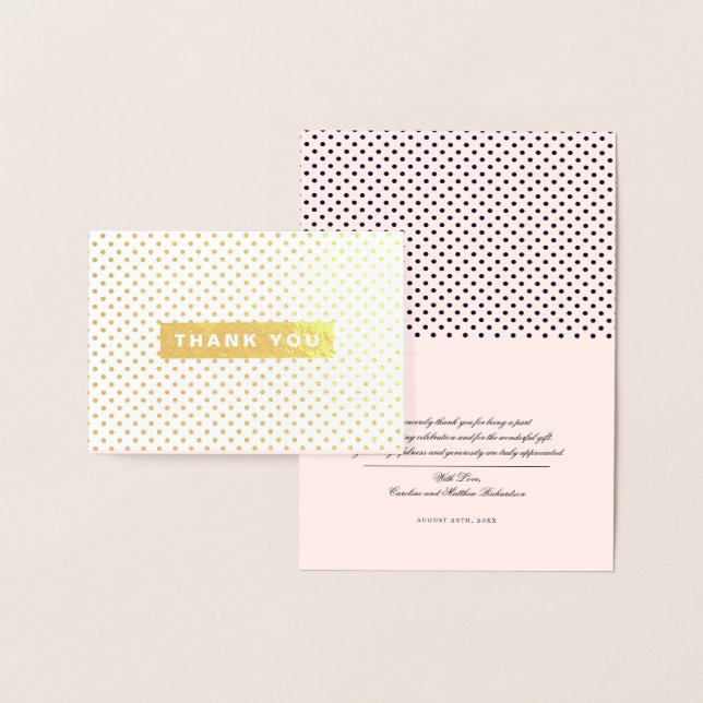 Thank You Wedding Blush Pink Polka Dots Luxury  Foil Card (Display)