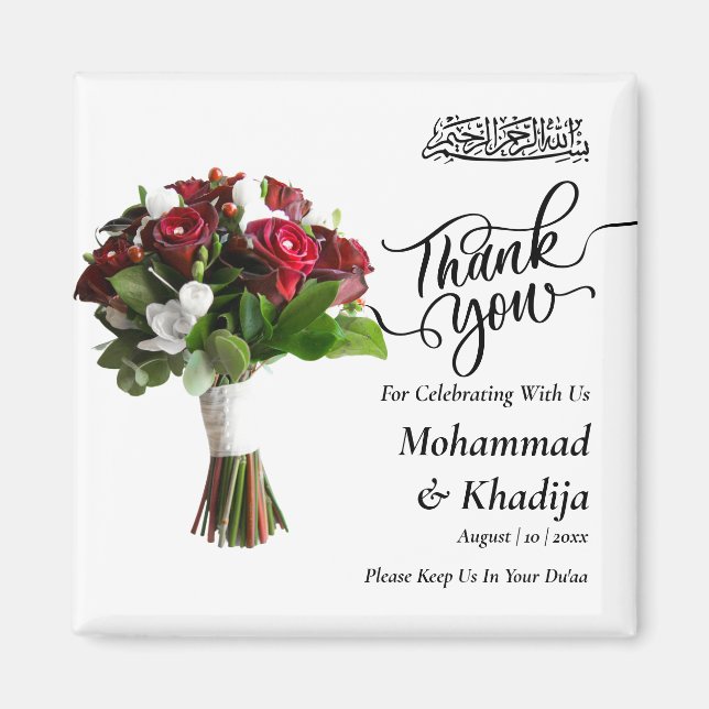 Thank You Wedding Bouquet Flower Nikah Walima Magnet (Front)