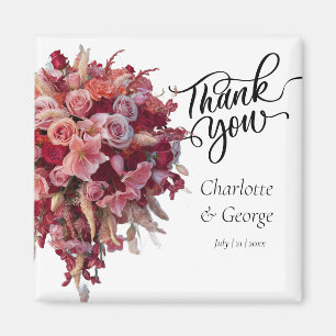 Thank You Wedding Bouquet Flower Wedding Favour Magnet