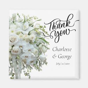 Thank You Wedding Bouquet Flower Wedding Favour Magnet