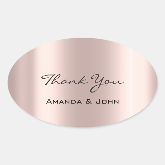 Thank You  Wedding Bridal Rose Oval Blush Oval Sticker (Front)