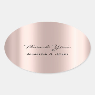 Thank You  Wedding Bridal Rose Oval Blush Oval Sticker