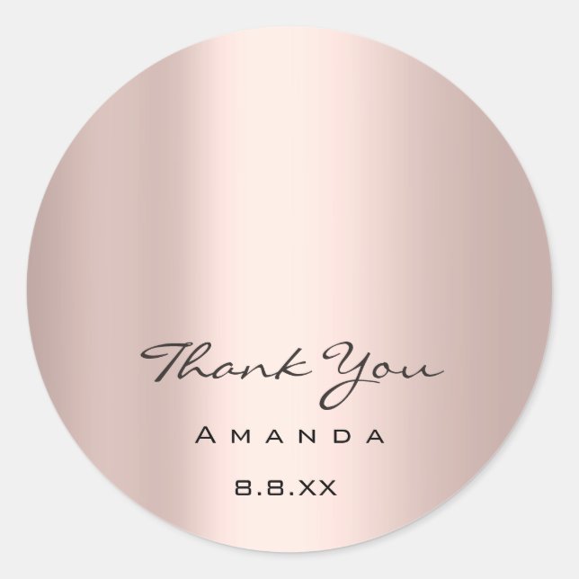 Thank You wedding Bridal Sweet 16th.  Rose Classic Round Sticker (Front)