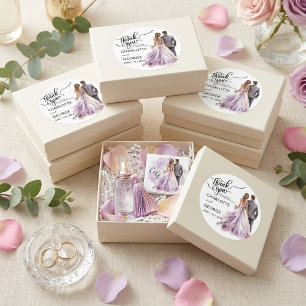Thank You Wedding Bride Groom Back Watercolor Classic Round Sticker