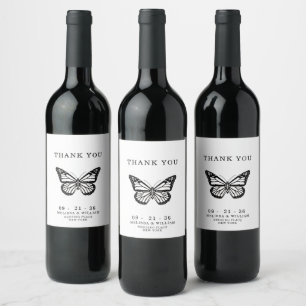 Thank You Wedding Butterfly Wine Label