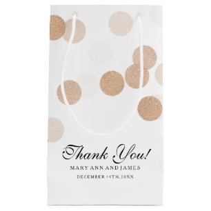 Thank You Wedding Copper Foil Glitter Lights Small Gift Bag