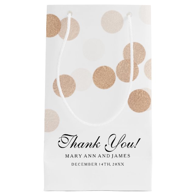 Thank You Wedding Copper Foil Glitter Lights Small Gift Bag (Front)