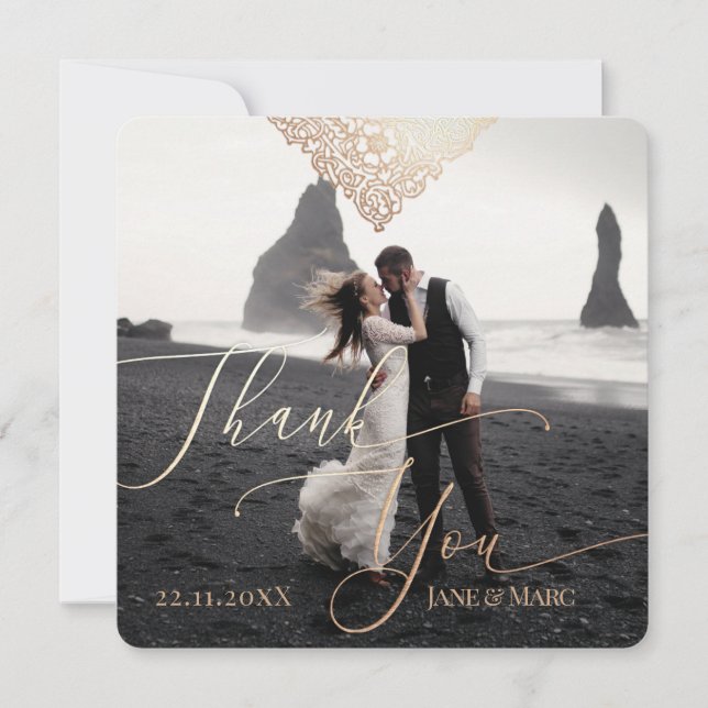 Thank You Wedding Custom Squared Large Photo Card (Front)