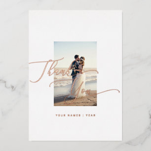 Thank You Wedding Elegant Calligraphy Foil Holiday Card