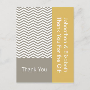 Thank You Wedding Engagement Grey White Chevron Postcard