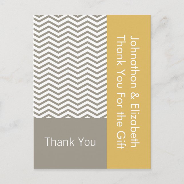 Thank You Wedding Engagement Grey White Chevron Postcard (Front)