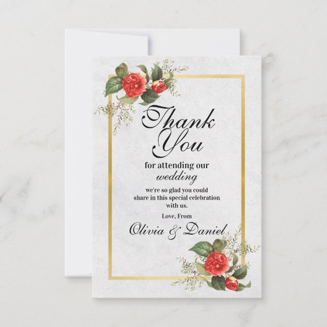 Thank You Wedding Engagement Red Gold Festive (Front)