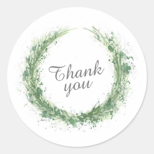 Thank you wedding event sage green stickers (Front)