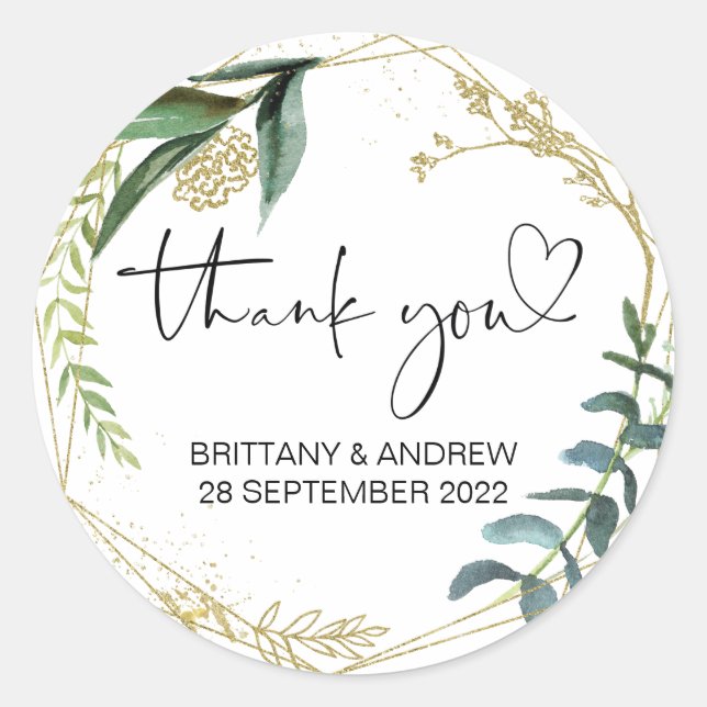 Thank You Wedding Favor Treat Bag Jar Eucalyptus Classic Round Sticker (Front)