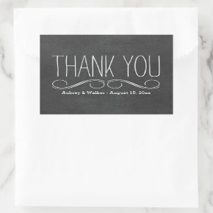 Thank You Wedding Favour Black Chalkboard Stickers