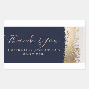 Thank You, Wedding Favour Navy Rectangular Sticker