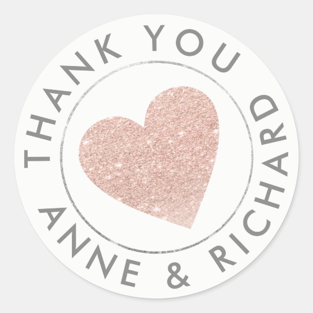 thank you / wedding favour rose classic round sticker (Front)