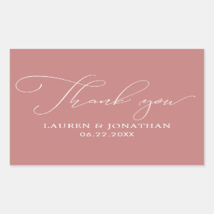 Thank You, Wedding Favour, Rose, White Rectangular Sticker