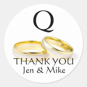 Thank You Wedding Favour Stickers Gold Rings