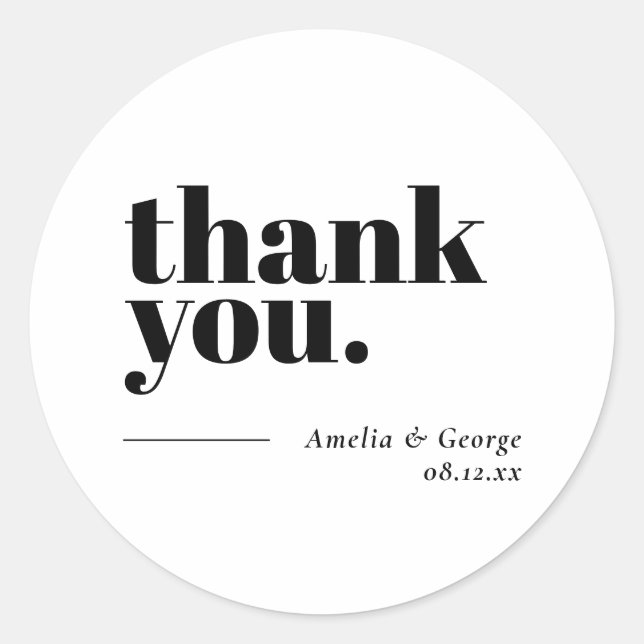 Thank You Wedding Favour Stickers Minimalist (Front)