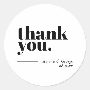 Thank You Wedding Favour Stickers Minimalist