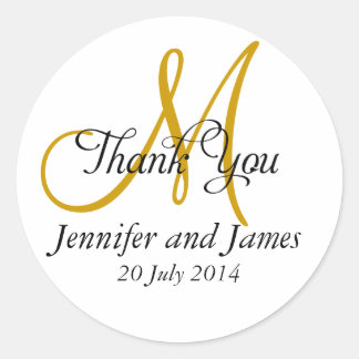 Thank You Wedding Favour Stickers Monogram Gold