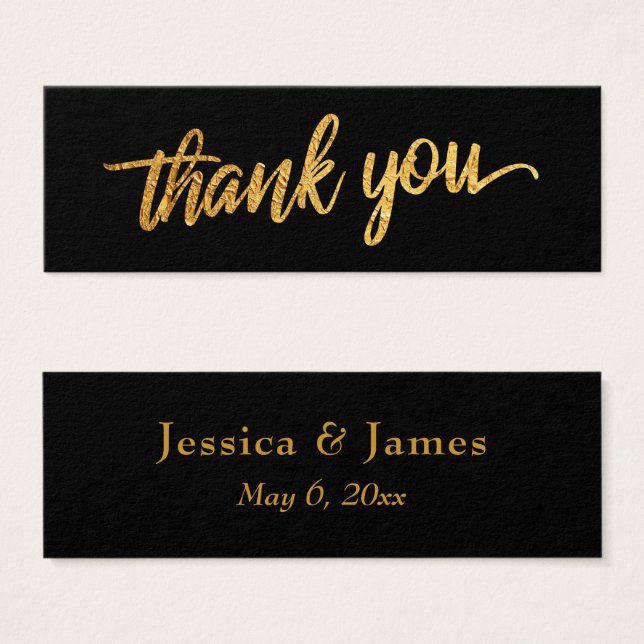 Thank You Wedding Favour w/ Faux Gold Foil Script (Front & Back)