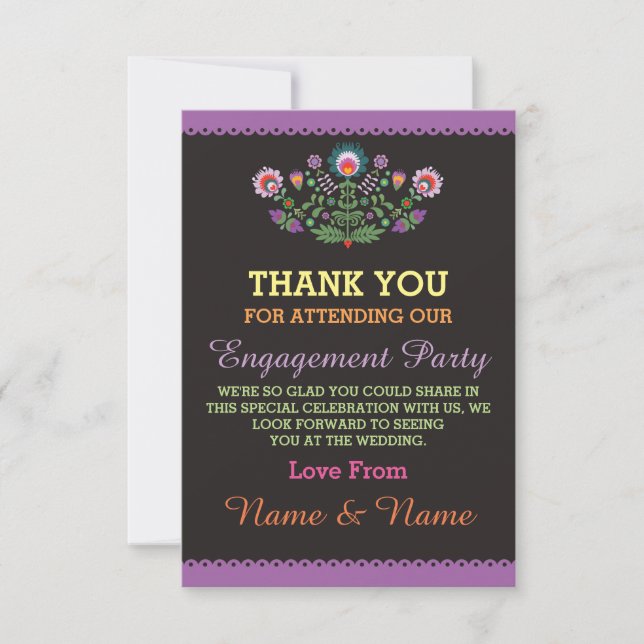 Thank You Wedding Fiesta Purple Mexican Card (Front)