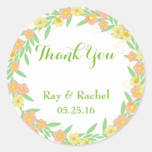 Thank You Wedding Floral Classic Round Sticker