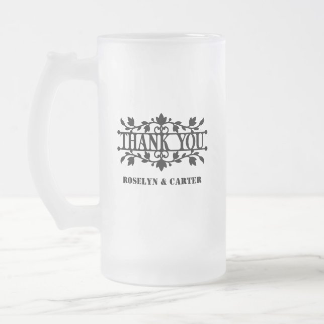 Thank You  | Wedding Frosted Glass Beer Mug (Left)
