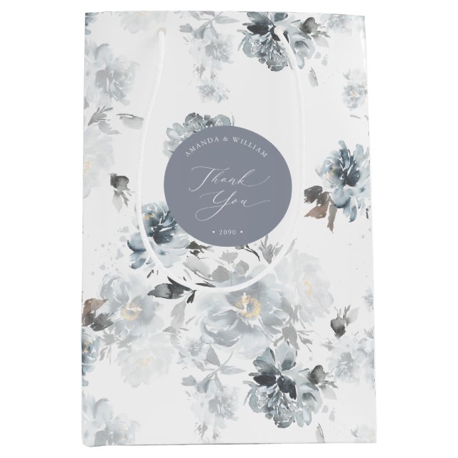 Thank You Wedding Gift Bag with Elegant Floral (Front)