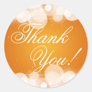 Thank You Wedding Glow & Sparkle Orange Classic Round Sticker