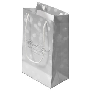Thank You Wedding Gold Bokeh Sparkle Lights Small Gift Bag
