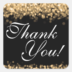 Thank You Wedding Gold Lights Square Sticker