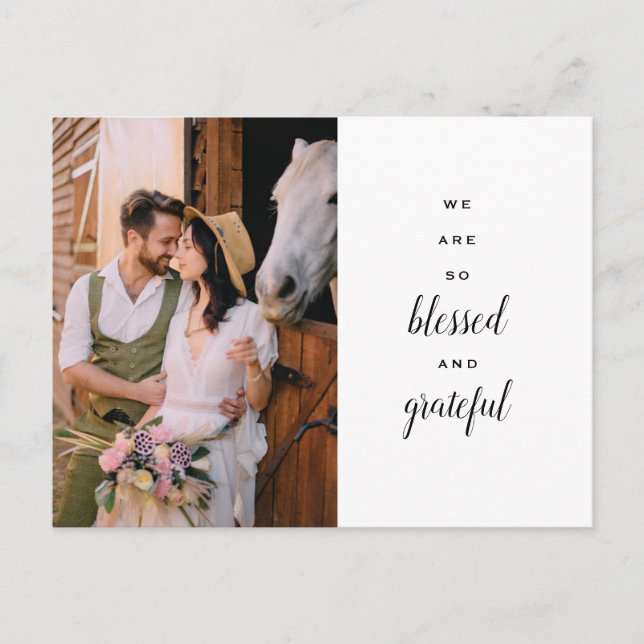 Thank You Wedding Horse Country Wild Flowers Gloss Postcard (Front)