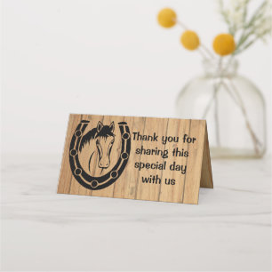 Thank You Wedding Horse Horseshoe Western Wood Place Card