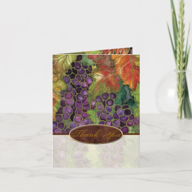 Thank You Wedding Invitation Autumn Grape Leaf (Front)